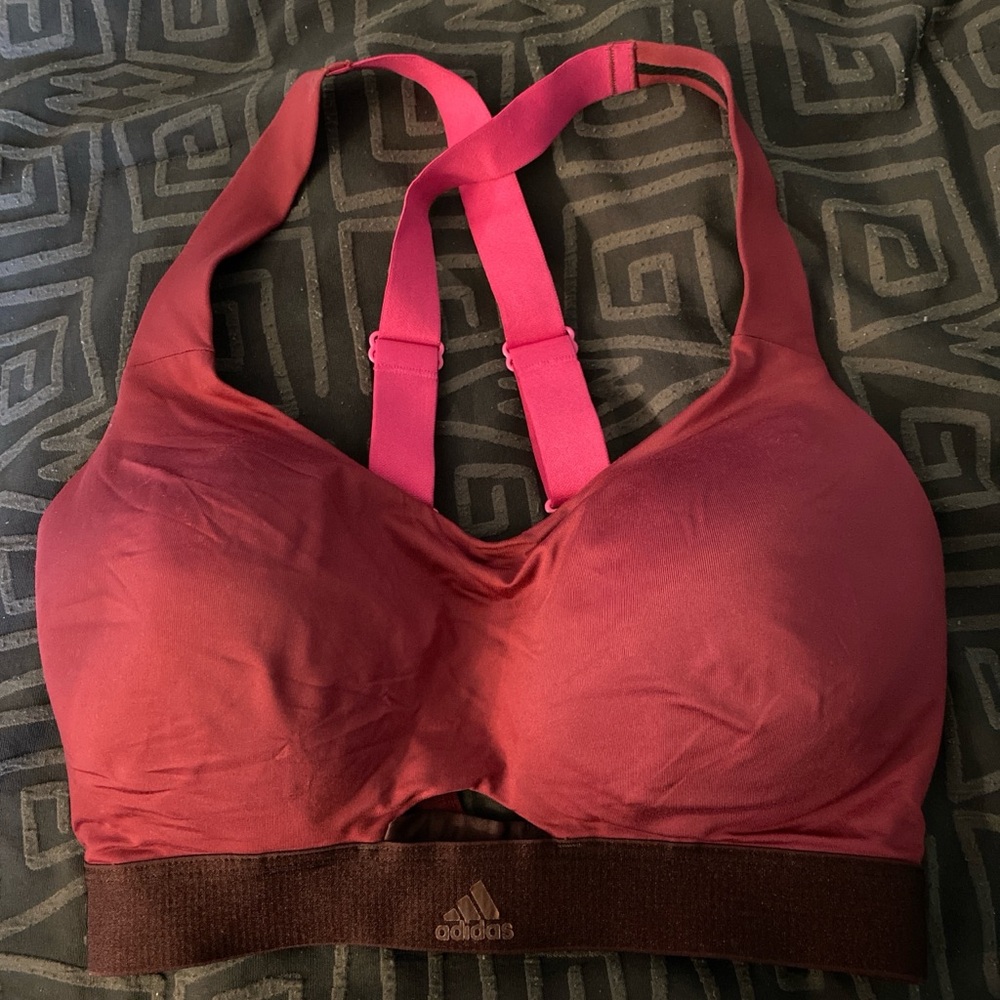 Adidas Women's Maroon and Pink Sports Bra